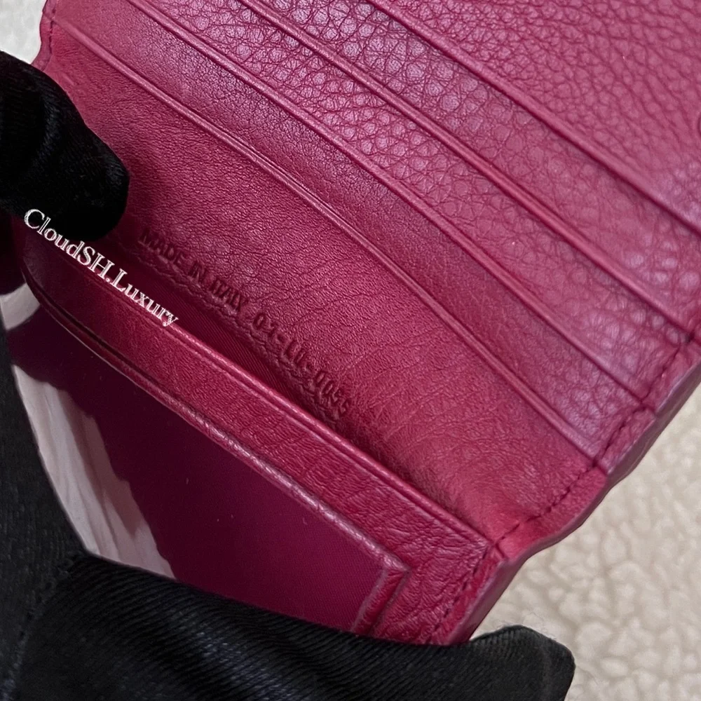 Auth Vintage Dior Oblique Logo Maroon Bi-Fold Card Case - Excellent Condition